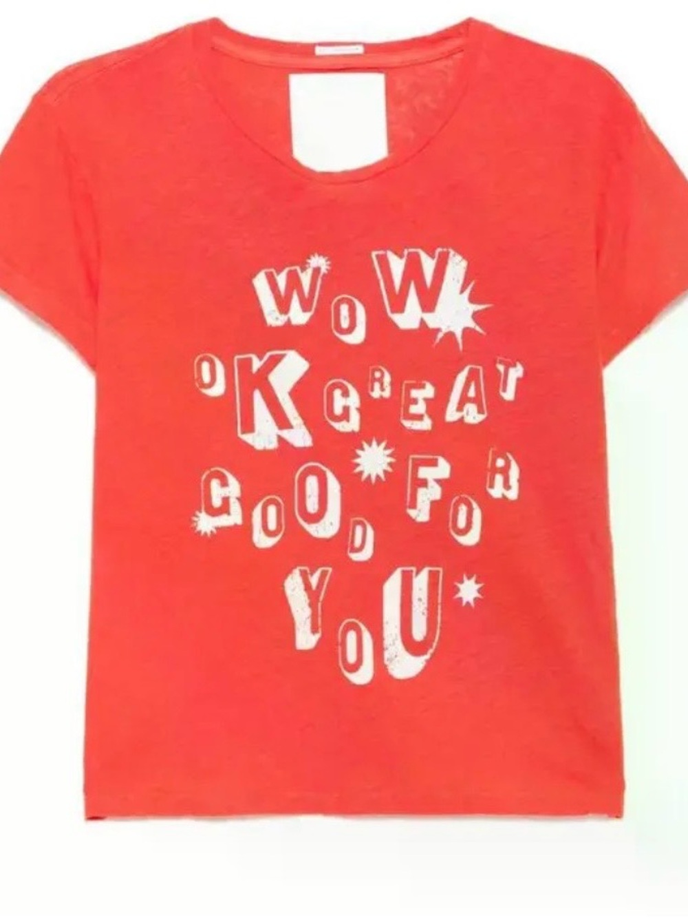 MOTHER Red Graphic Short Sleeve Tee with White Lettering
